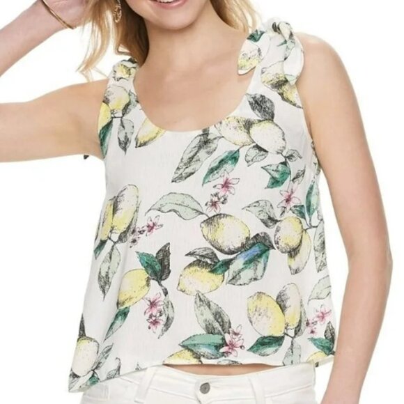 NWT Lemon Print Tie Shoulder Top XXL - Picture 5 of 5